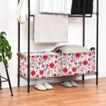 thumbnail image 3 of Yayeee Foldable Storage Basket for Shelves with Handles Set of 2 Waterproof Cloth Bins, Pink Floral, 3 of 7