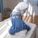 thumbnail image 1 of Anillo para mascotas, ropa para cachorros, ropa para gatos, pantalones con tirantes, nueva tracción en el pecho, espalda, jeans con cabeza de oso, blanco y negro, 1 of 5