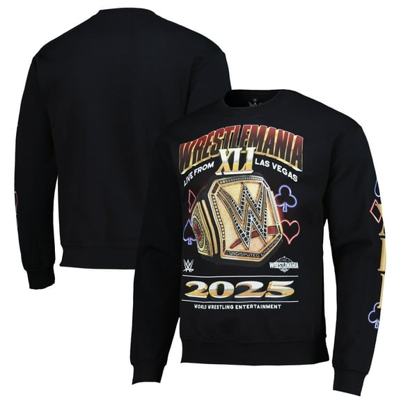 Men's Ripple Junction Black WrestleMania 41 Championship Pullover Sweatshirt