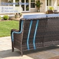 thumbnail image 5 of POCASSY 6 Pieces Outdoor Patio Furniture Sets with Swivel Rocker Patio Chairs, PE Wicker Patio Outdoor Conversation Set with Swivel Glider Chairs and 3-Seat Sofa, Ideal for Balcony, Deck, Backyard, 5 of 18