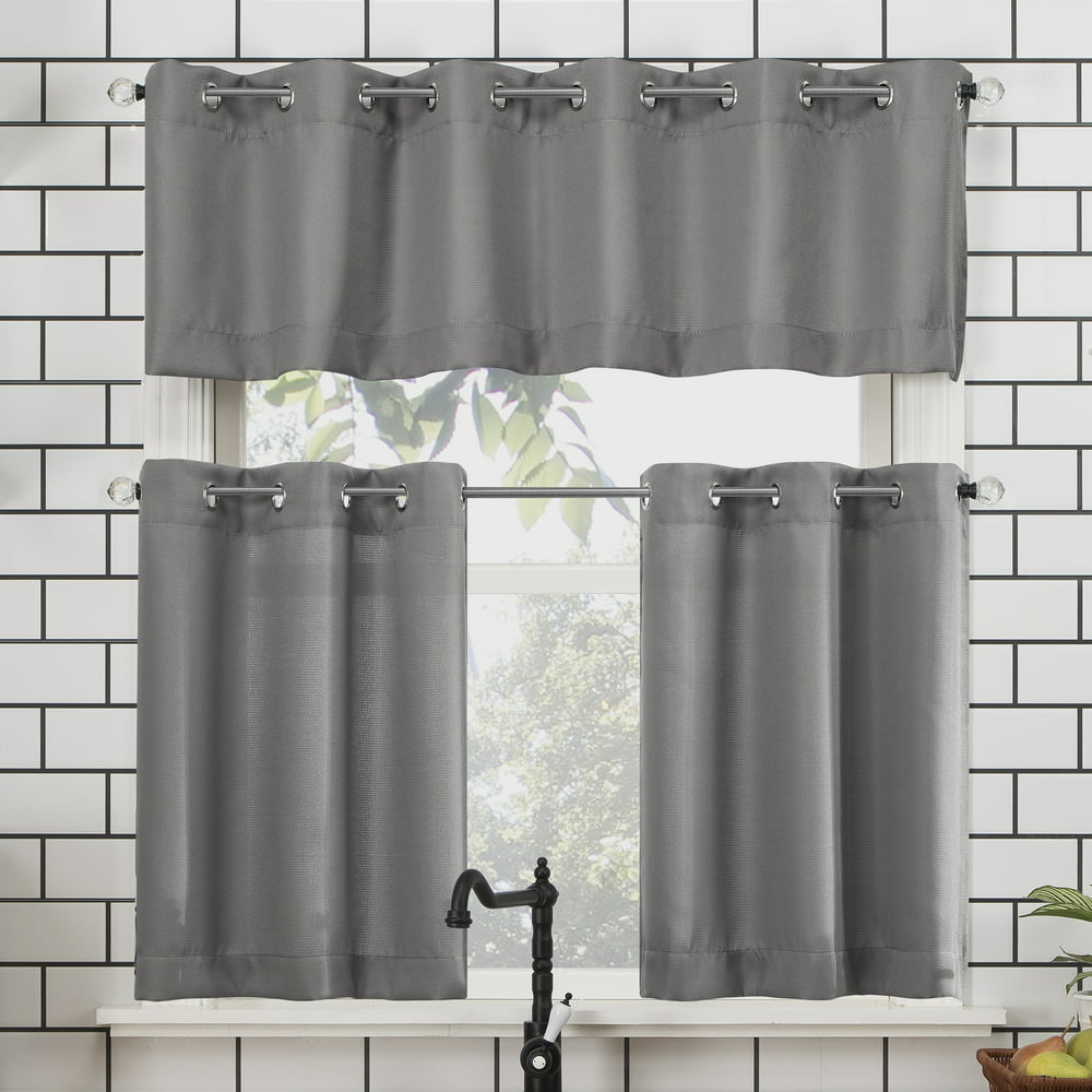 No. 918 Dylan Casual Textured Semi-Sheer Grommet Kitchen Curtains ...