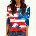 thumbnail image 4 of Women's 250th Anniversary USA Shirt Patriotic American Flag Print Crew Neck 3/4 Sleeve T-Shirt, 4 of 5