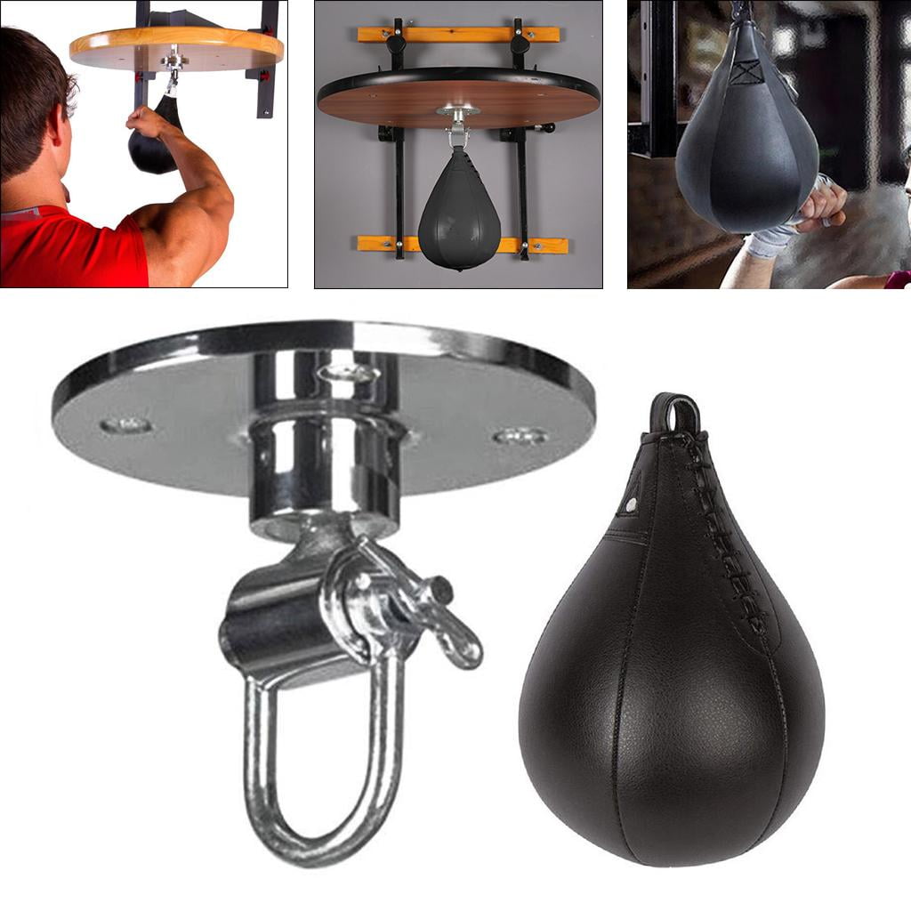 harayaa Boxing Training Package, Heavy Duty PU Leather Hanging Swivel Ball for Boxing Black
