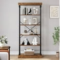 thumbnail image 3 of Memoryfield 6 Tier Industrial Bookcase with Metal Frame, Rustic Standing Bookshelves Display Rack for Bedroom, Living Room and Home Office, Brown, 3 of 8
