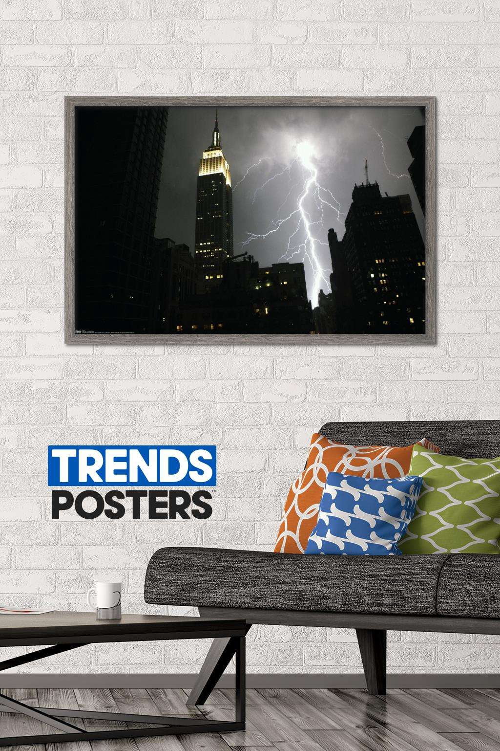 New York City - Lightning Storm Wall Poster, 22.375" x 34", Framed