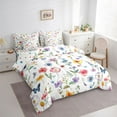 thumbnail image 3 of Homewish Multicolor Flower Butterfly 7 Pieces Bedding Comforter Set,Rustic Botanical Full Bedding Set,White Green Blue Fitted Sheet Flat Sheet For Girl Kids,Microfiber Bedroom Decor Reversible, 3 of 8