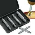 thumbnail image 2 of EeaseMX Juego de 6 brocas extractoras de tornillos con guía para quitar pernos rotos y dañados, extractor de tornillos de doble punta (plateado), 2 of 7