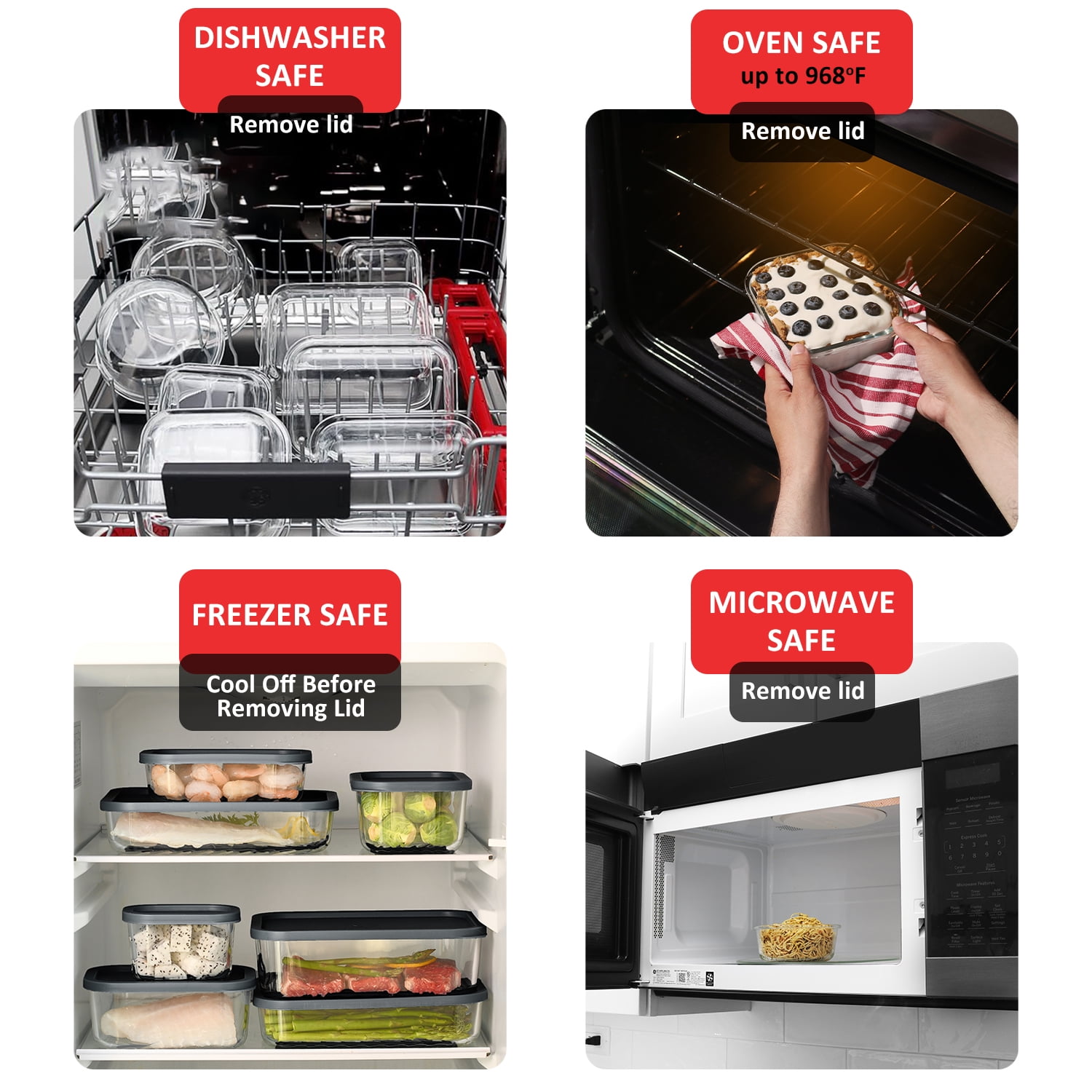 Lamma Loe Glass Storage Containers with Lids, 24 Piece Meal Prep Containers, Oven to Freezer Safe, Stackable, Glass Food Storage Containers, Sage Green