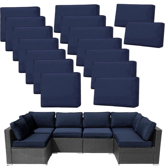 14Pcs Outdoor Cushion Covers Replacement Washable w/Zipper for 6-Seaters Sofa Patio Slipcovers Set Seat and Back Covers Only-23.6x23.6x4inch