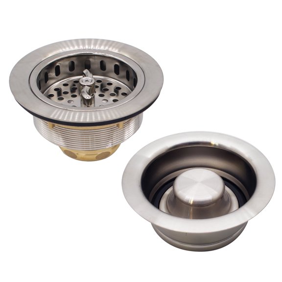 Westbrass Wing Nut Style Sink Strainer with Waste Disposal Flange and Stopper, Satin Nickel
