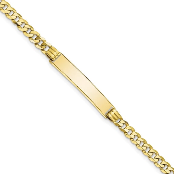 Auriga Fine Jewelry 10K Yellow Gold Flat Curb Link Id Bracelet 7" for Women