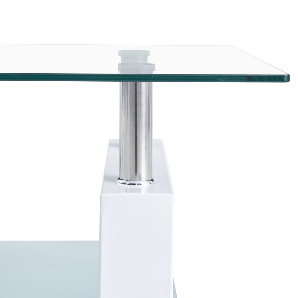 Private Jungle 110*60*45.5cm Double-Glazed Dining Table Stainless Steel Table Legs,White