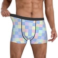 thumbnail image 3 of Men's Boxer Briefs, checkered style pastel colorful Soft Comfy Mens Underwear Boxer Briefs Breathable With Widen Waist, 3 of 7