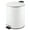 Matte White, variant on mDesign Round Metal 1.3 Gal Step Trash Can, Lid, Removable Liner, Brushed/Chrome