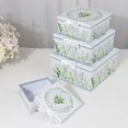 thumbnail image 5 of Efavormart Set of 4 White Green Floral Nesting Gift Boxes With Lids, Square Stackable Heavy Duty Cardstock Keepsake Boxes, Cupcake Dessert Display Stand - 6",7",8",9", 5 of 5