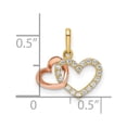 thumbnail image 2 of FJC Finejewelers 14 kt Two Tone Gold CZ Hearts Charm 14 x 14 mm, 2 of 6