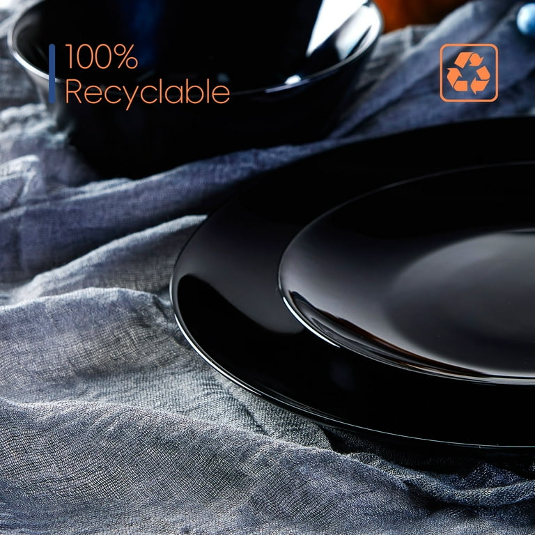 LaGlint Dinnerware Sets for 6, 18 Pieces Opal Glass Plates and