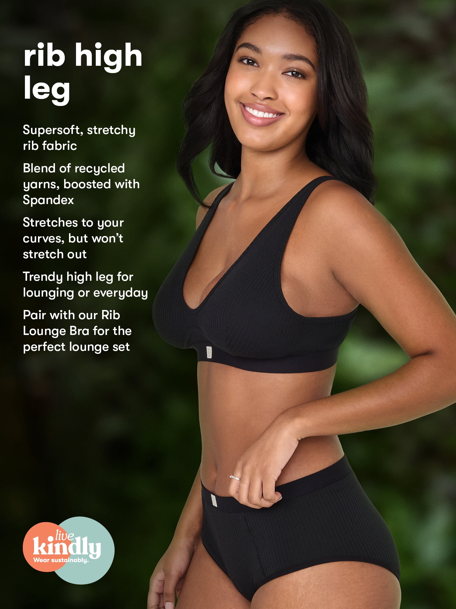 Kindly Yours Women’s So Comfy Rib High Leg Brief, 2-Pack, Sizes XS-XXXL