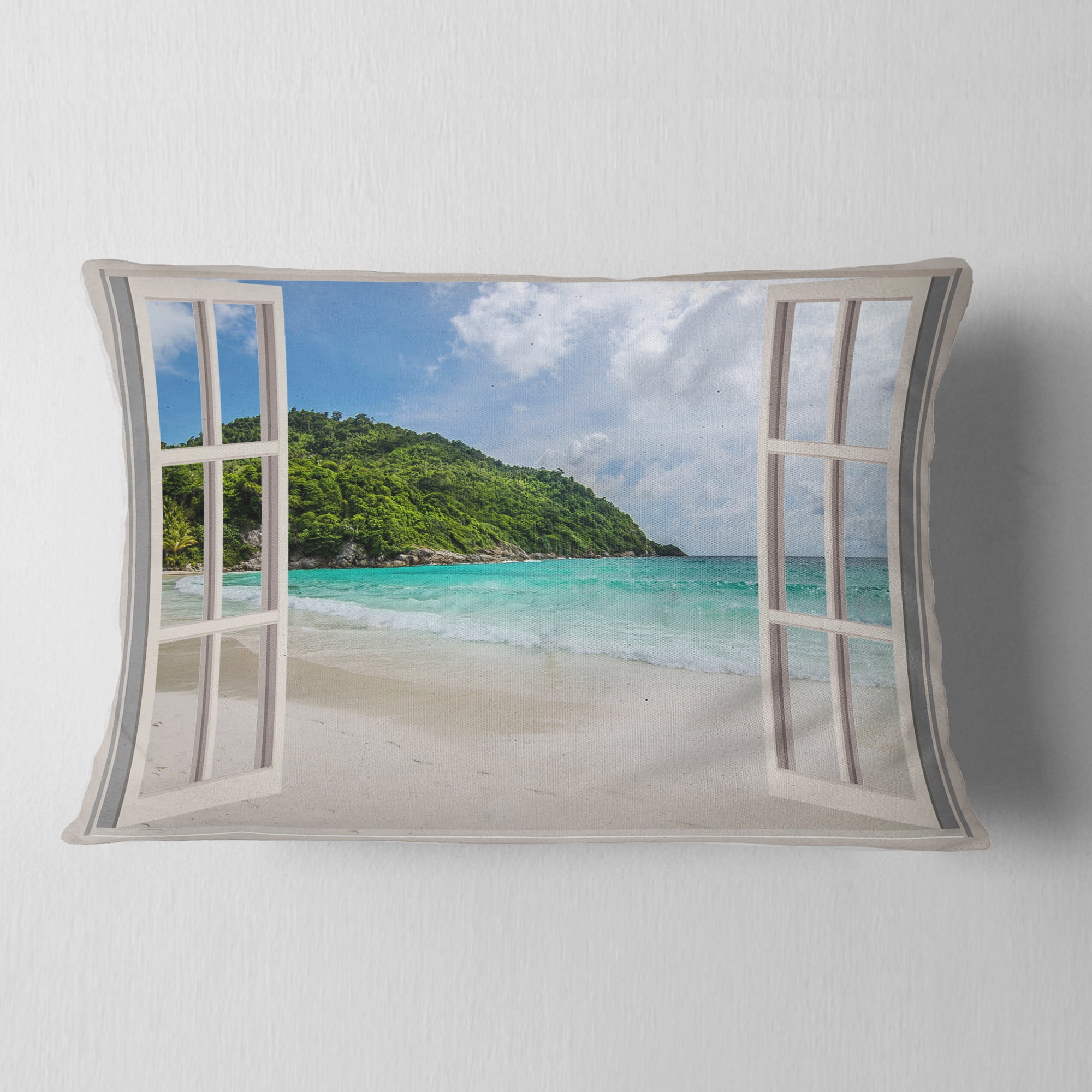 Designart 12" x 20" Blue Polyester Throw Pillow