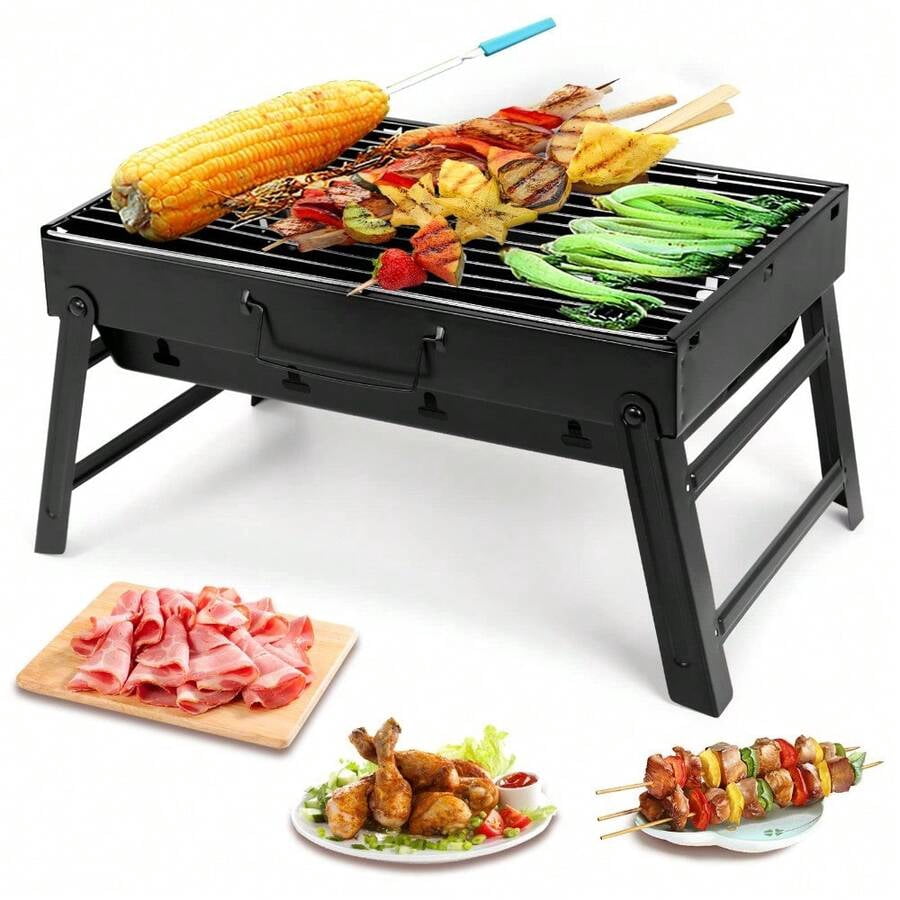 Barbecue Grill, Charcoal Grill Folding Portable Lightweight Barbecue Grill Tools For Outdoor Grilling Cooking Camping Hiking Picnics Tailgating Backpacking Party (Medium)
