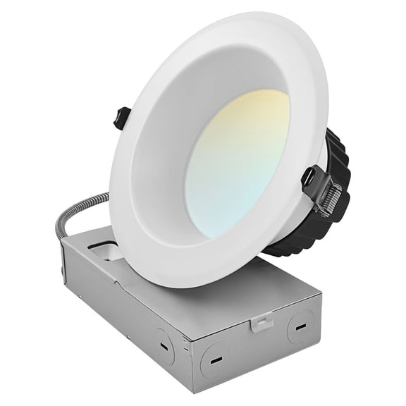 LUXRITE 6 Inch LED Recessed Light J-Box 5CCT 30/40/50W TRIAC Dimmable 3000/4000/5000LM Wet Rated