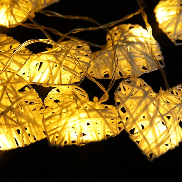 Cadena De Luz De Ratán, Luz Romántica De Ratán, Cadena De Luz De Ratán En Forma De Corazón, Lámpara De Decoración De Ratán De 2,8 X 2,8 Pulgadas, Para Fiesta, Boda, Adorno,