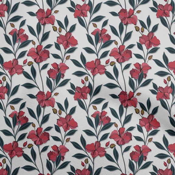 oneOone Velvet Red Fabric Floral Retro Sewing Material Print Fabric By The Yard 58 Inch Wide