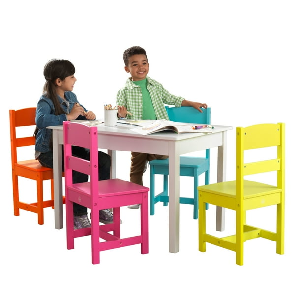 KidKraft Wooden Table and 4 Chair Set, Children's Furniture, Brightly