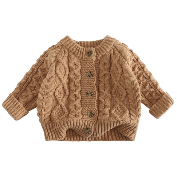 Lmnyox Girl's Sweater Cardigan Crew Neck Button Down Long Sleeve Cable Knit Cardigan Trendy Cozy Sweaters