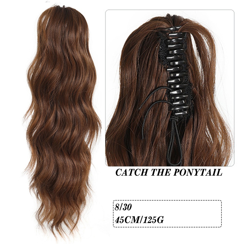 Long Wavy Curly Ponytail Hair Extension 18" Synthetic Claw Clip Ponytail Fake Hair Piece