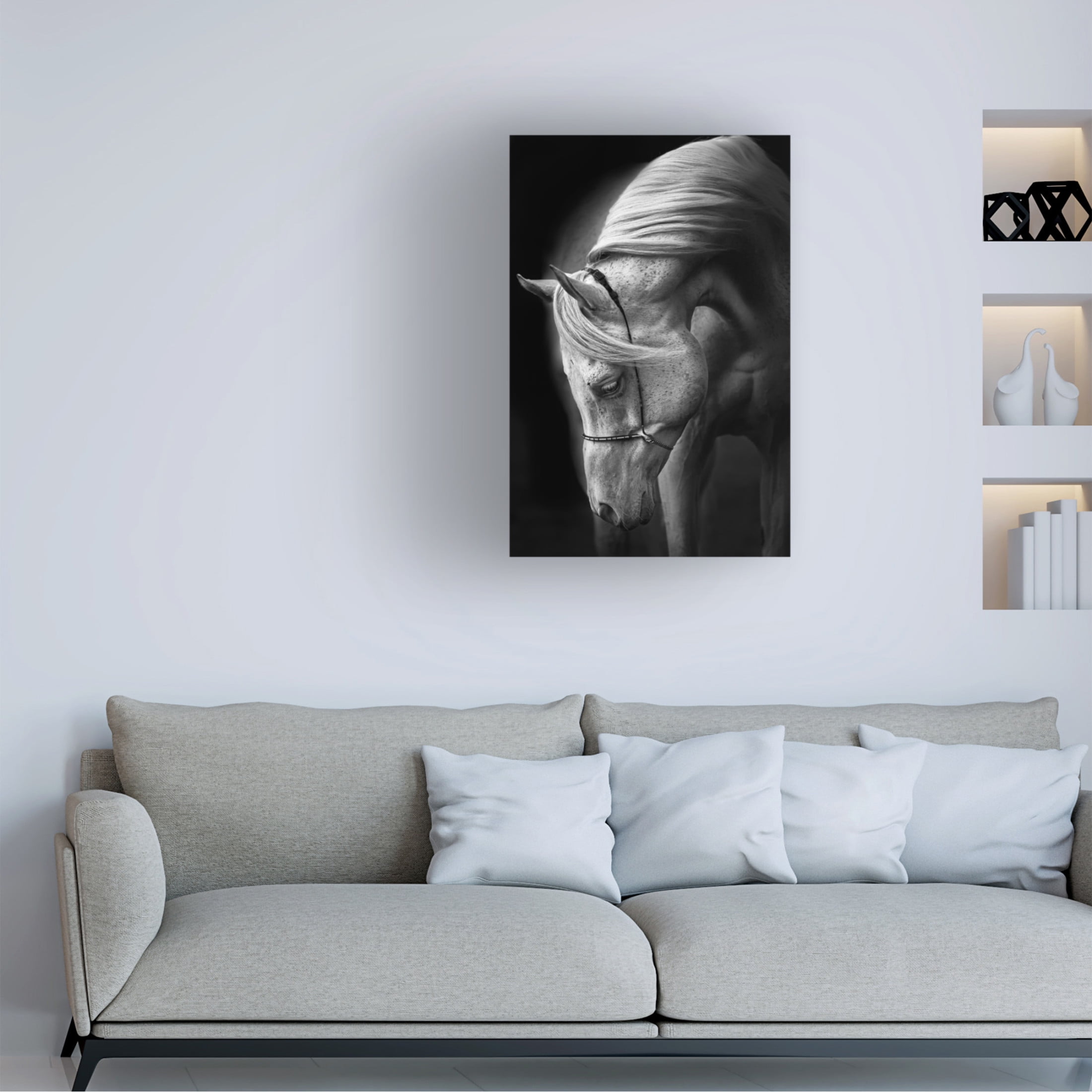 Canvas Wall Art - Ulrike Leinemann 'White Stallion' Wall Art for Living Room, Bedroom, or Office Décor by Trademark Fine Art - 30 x 47 Inches