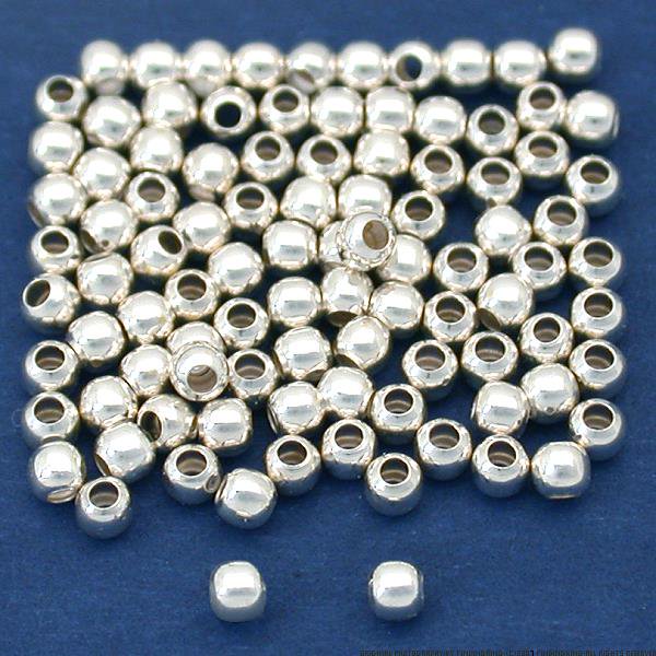 2mm Round Seamless Sterling Silver Beads (Qty=100)