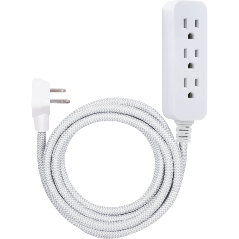 Cordinate 10ft. 3-Outlet Extension Cord, White/Gray – 39624 