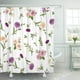 thumbnail image 1 of Cortina de ducha ABPHQTO 165x180 cm con rosa violeta naranja y flores de lisianthus sobre verde, 1 of 2