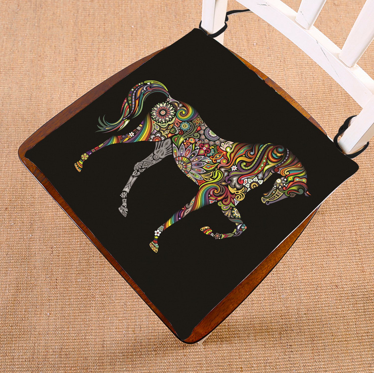 PHFZK Animal Chair Pad, a Rainbow Horse Seat Cushion Chair Cushion Floor Cushion Two Sides Size