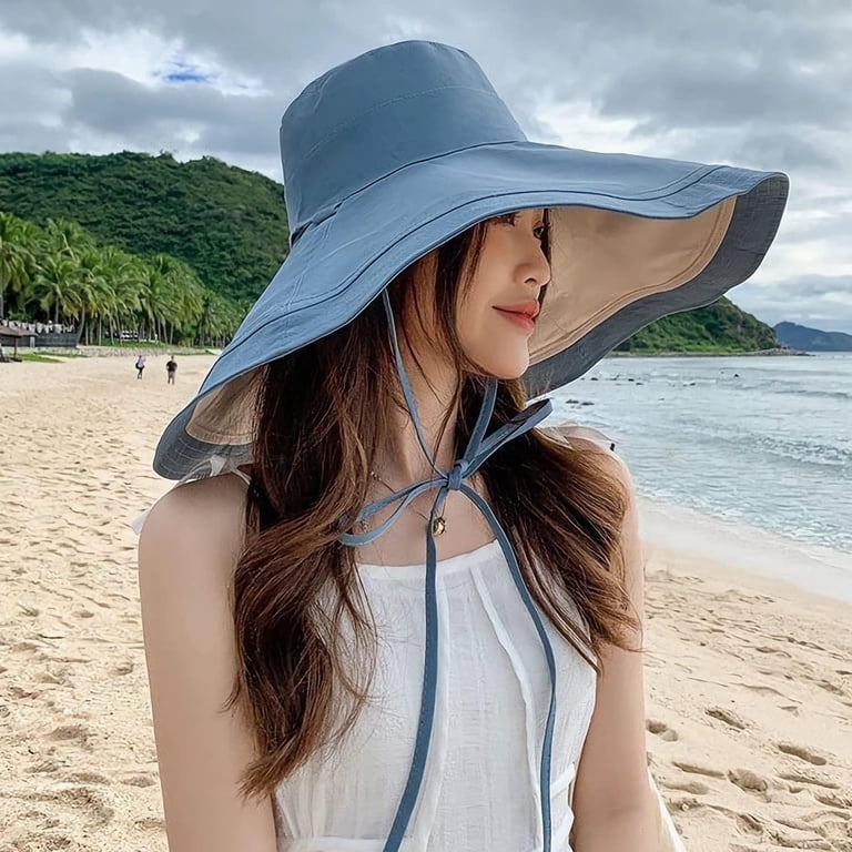 Packable Cotton Sun Hat with Wide Brim UV Protection for Women Super Wide Brim Women Sun Hat Cotton Floppy Packable  main image 4