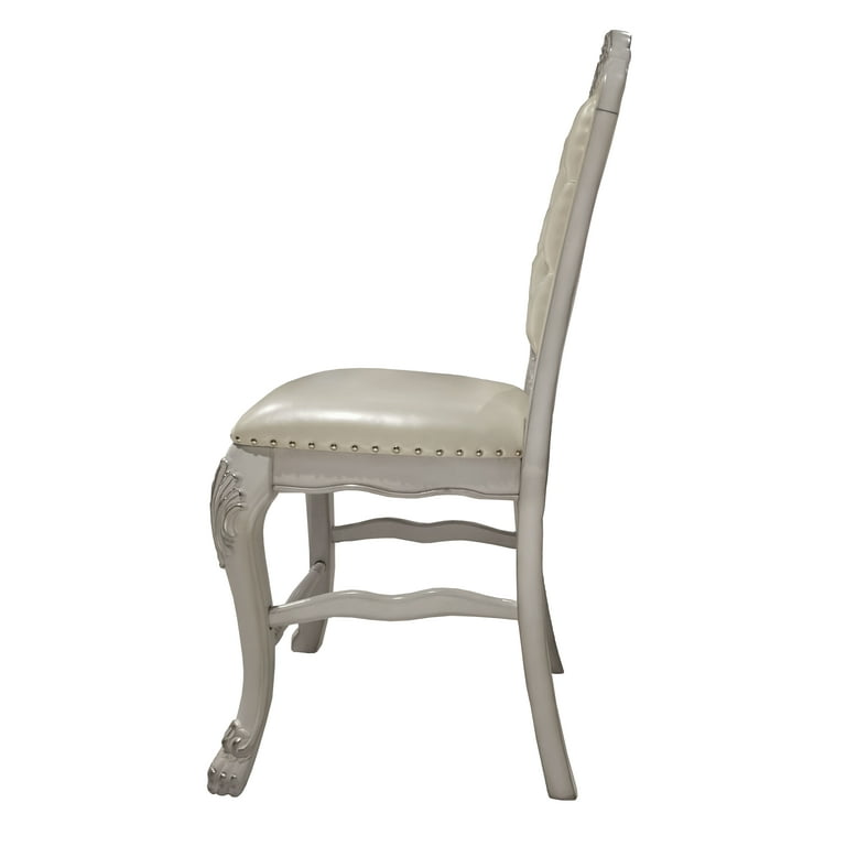 Acme Dresden Faux Leather Counter Height Chairs in Bone