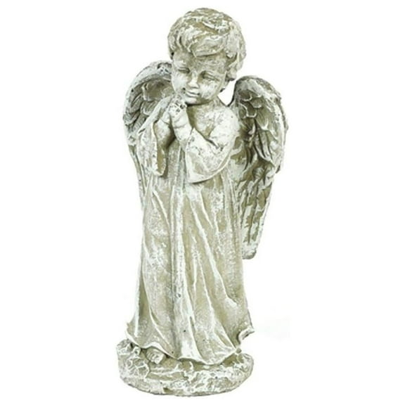 Angel Statue - Solid Rock Stoneworks Innocence Sculpture - 13 Inch Marble Tone Garden Memorial - Sympathy Gift for Loss - Decorative Home Décor White