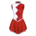 thumbnail image 4 of Jizyo Women's Shiny Sequins Figure Ice Skating Dress Color Block Sleeveless Lyrical Dance Dress Red L, 4 of 7