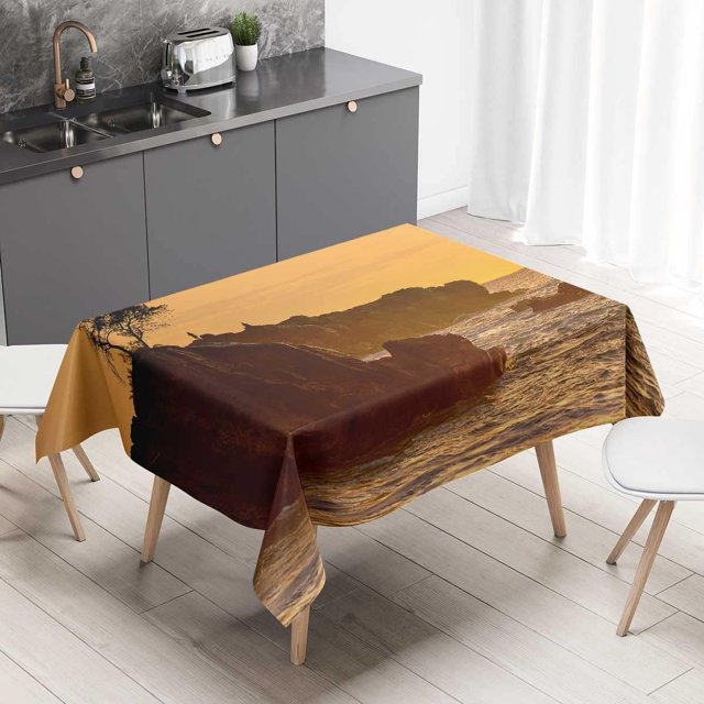 Landscapes Sunset Night Scenery Glass Table Tops Cut to Size Picnic Table Cover Home Dinner Décor 54 X 72 Inch