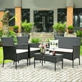 thumbnail image 1 of Costway 4-Piece Outdoor Patio Furniture Set Wicker Set Conversation Set for Balcony Backyard Garden Poolside, 1 of 10