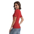 thumbnail image 2 of Womens Tops Crew Neck Summer Short Sleeve Casual Slim Fitted Tshirt, 2 of 6