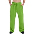 thumbnail image 2 of Dwellite Men's Baggy Drawstring Sweatpants Elastic Waist Straight Leg Pants Loose Fit Lounge Pockets Slacks Fluorescent Green 2XL, 2 of 4
