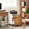 thumbnail image 2 of HOMCOM 2 Drawer File Cabinet with Lock Wheels Hanging Bars Nature Wood, 2 of 10