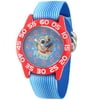 Disney Puppy Dog Pals Rolly, Red Plastic Time Teacher Watch, Blue Stripe Stretchy Nylon Strap