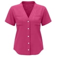 thumbnail image 7 of Yievot Womens Button Down Shirts Blouses V Neck Short Sleeve Relaxed Fit Summer Tops with Pockets, 7 of 7