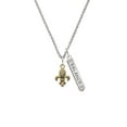 thumbnail image 2 of Delight Jewelry Goldtone Fleur de Lis Silvertone Balance Bar Charm Necklace, 23", 2 of 4