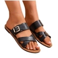 thumbnail image 7 of Xucatan Women's Square Toe Sandals, Belt Buckle Crisscross Strap Flat Slides, Breathable Faux Leather Open Toe Slippers, Versatile Summer Beach Footwear Gift, 7 of 7