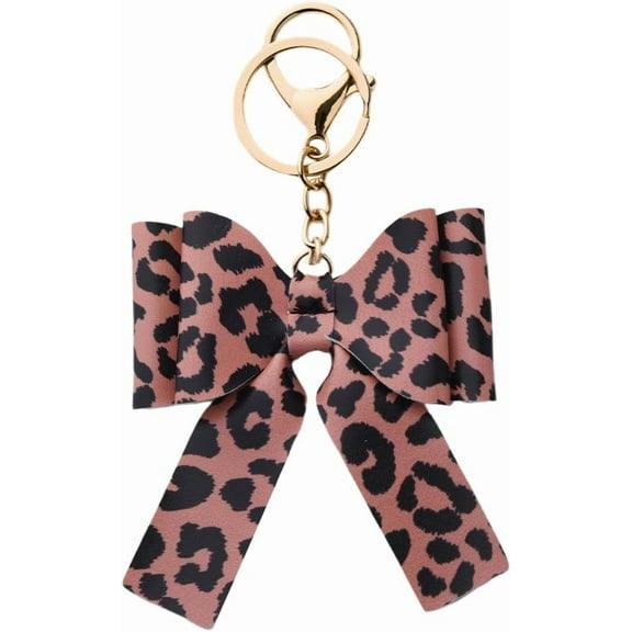 Animal Bow Keychain for Purse Bag Charms Leopard Cow Print Keychain for Women Girls Animal Lover Gift Ideas