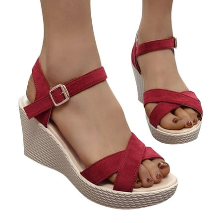 

Christmas Fashion Thick Wedges Sandals Casual Leisure Breathable Shoes Womens Outdoor Soled Women s Sandals